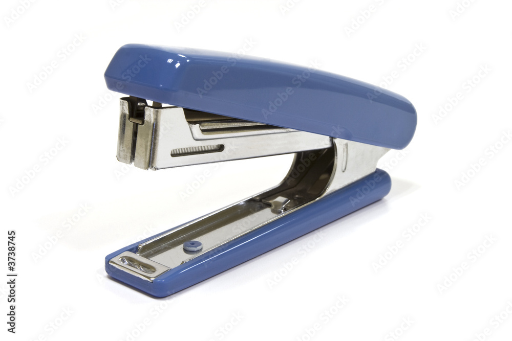 Blue stapler isolated on white