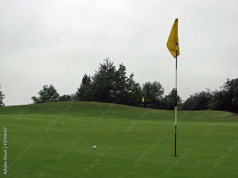 Flag and Golf Balls Flag and Golf Balls