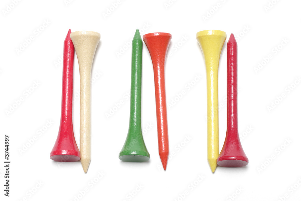 Golf Tees on White Background Golf Tees on White Background