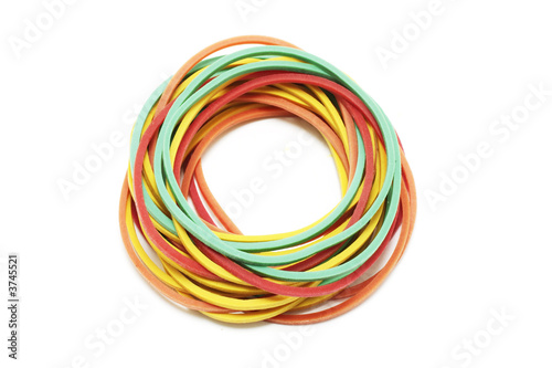 Rubber Bands on White Background