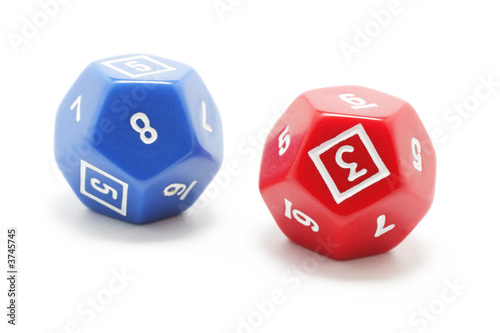 Number Dice on White Background