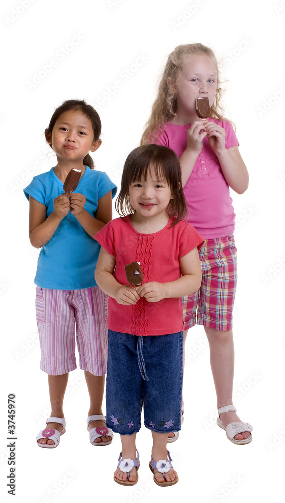 Three young girls with a summertime treat Three young girls with a summertime treat