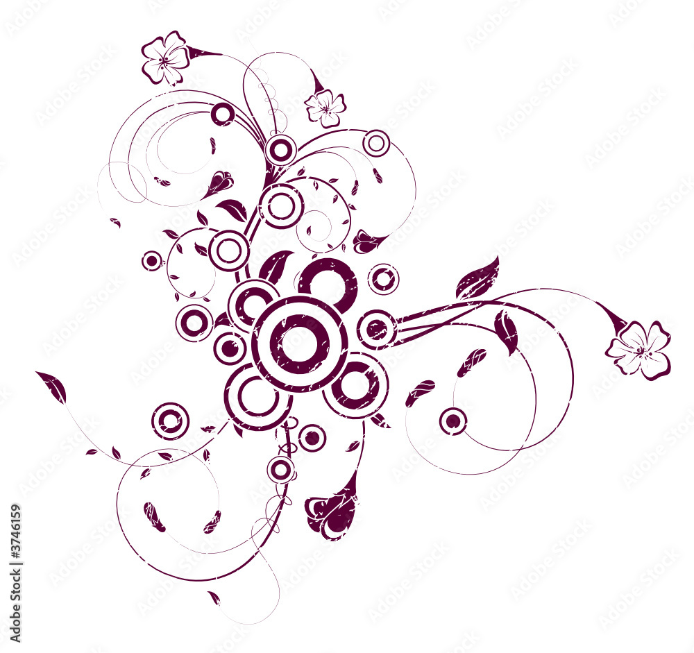 Abstract floral chaos with circles, vector illustration Abstract floral chaos with circles, vector illustration