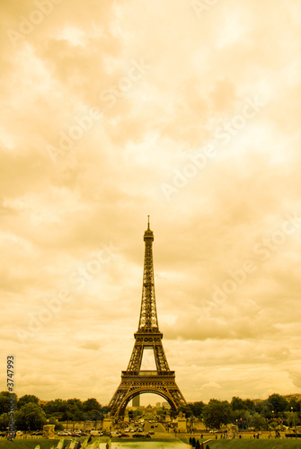 Eiffel Tower in Paris in sepia tone