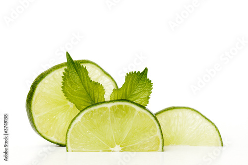 lime slices on white