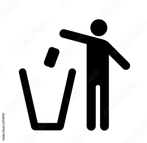 Throw your rubbish into the bin icon photo