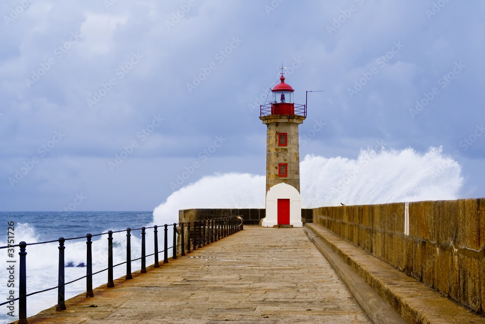 Roker lighthouse and pier after a storm