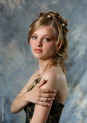 Beautiful Blond Girl with in black dress