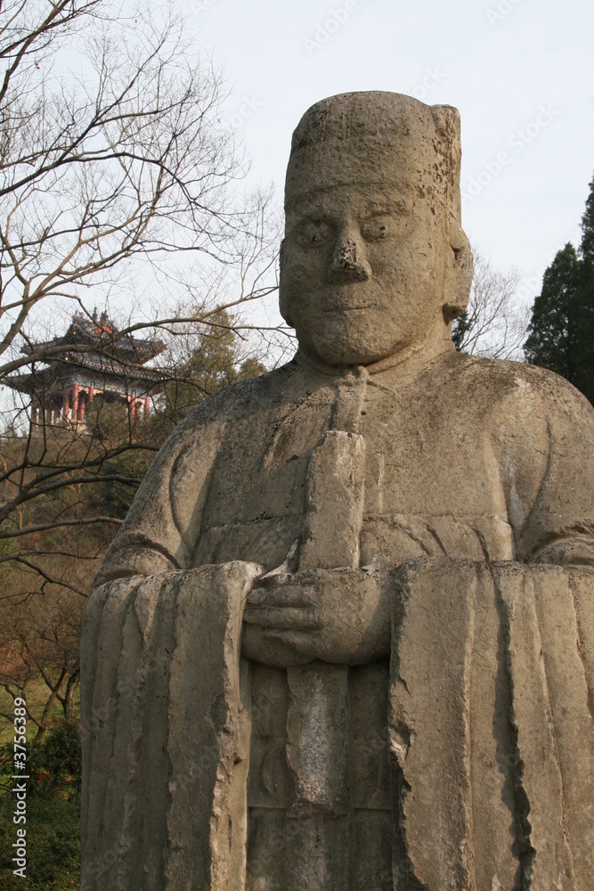 Chinese statue before pagoda in Nanjing Chinese statue before pagoda in Nanjing