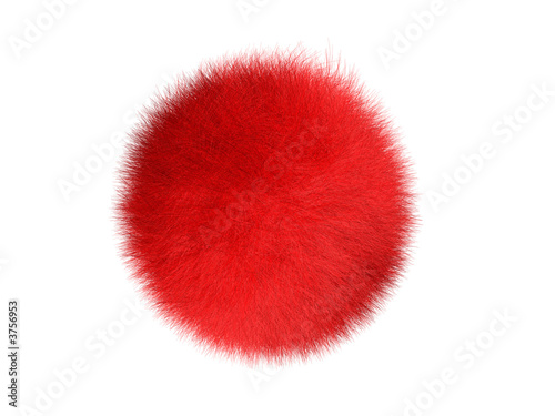 red fur ball (hair)