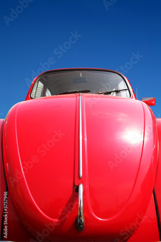 Fragment of Vintage Red Car - Frontal View