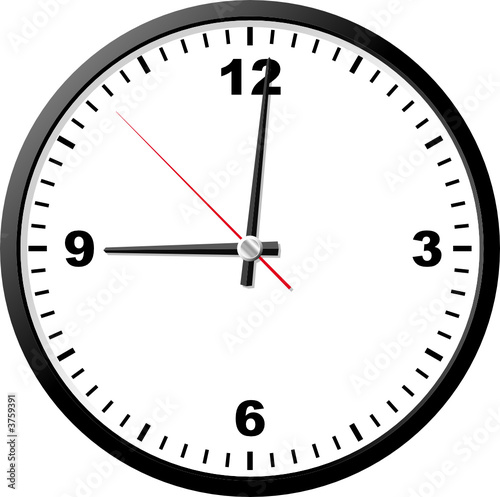 Office clock. Vector illustration. Isolated  white background. 