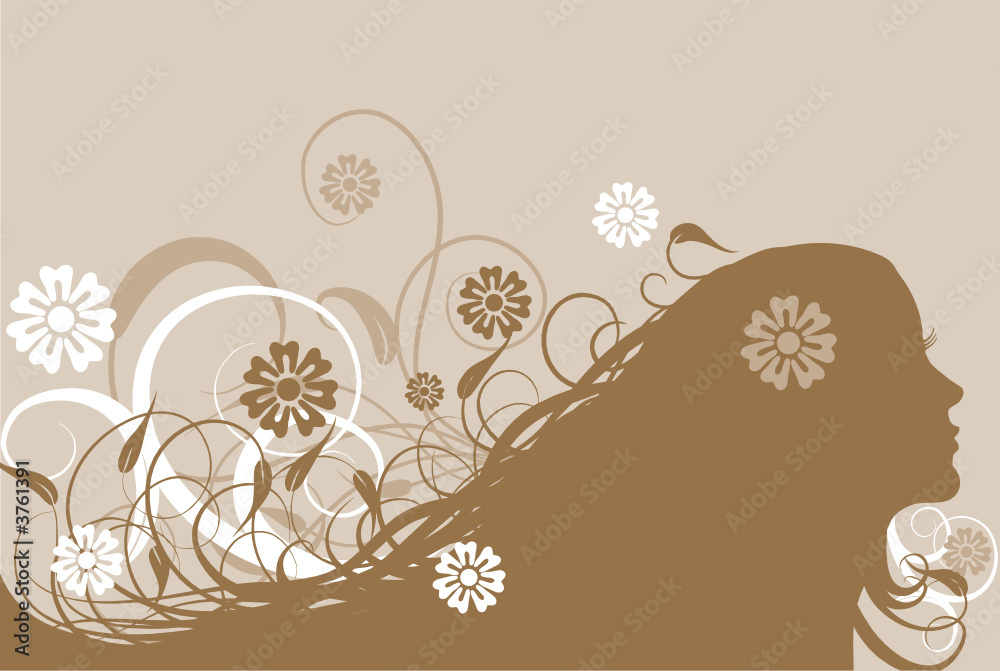 Floral abstract woman, vector 