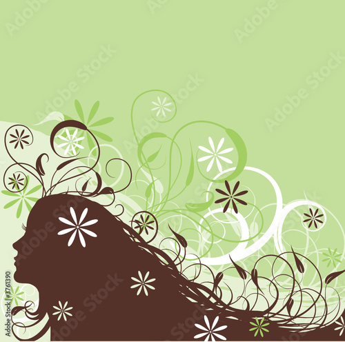 Floral abstract woman, vector 