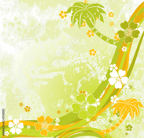 Summer scene, palms, vector