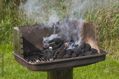 burning coal and charcoal on barbecue