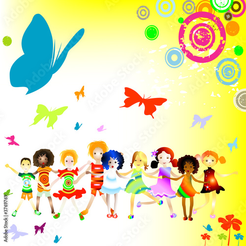 Group of kids with flowers ...