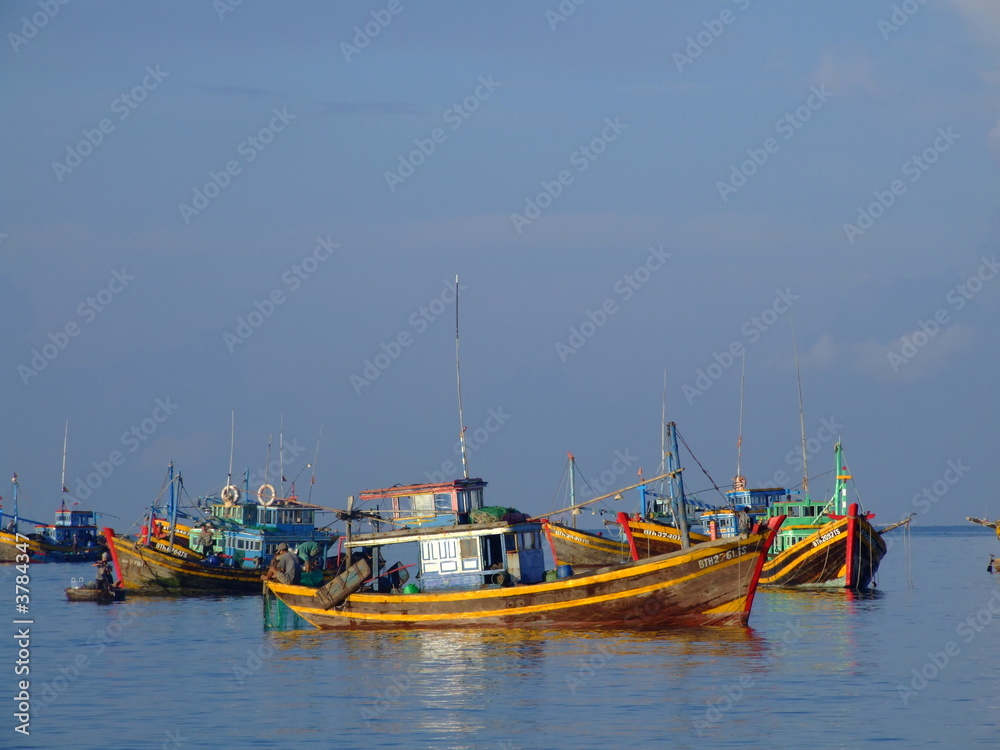 Bateaux de peche en mer de Chine