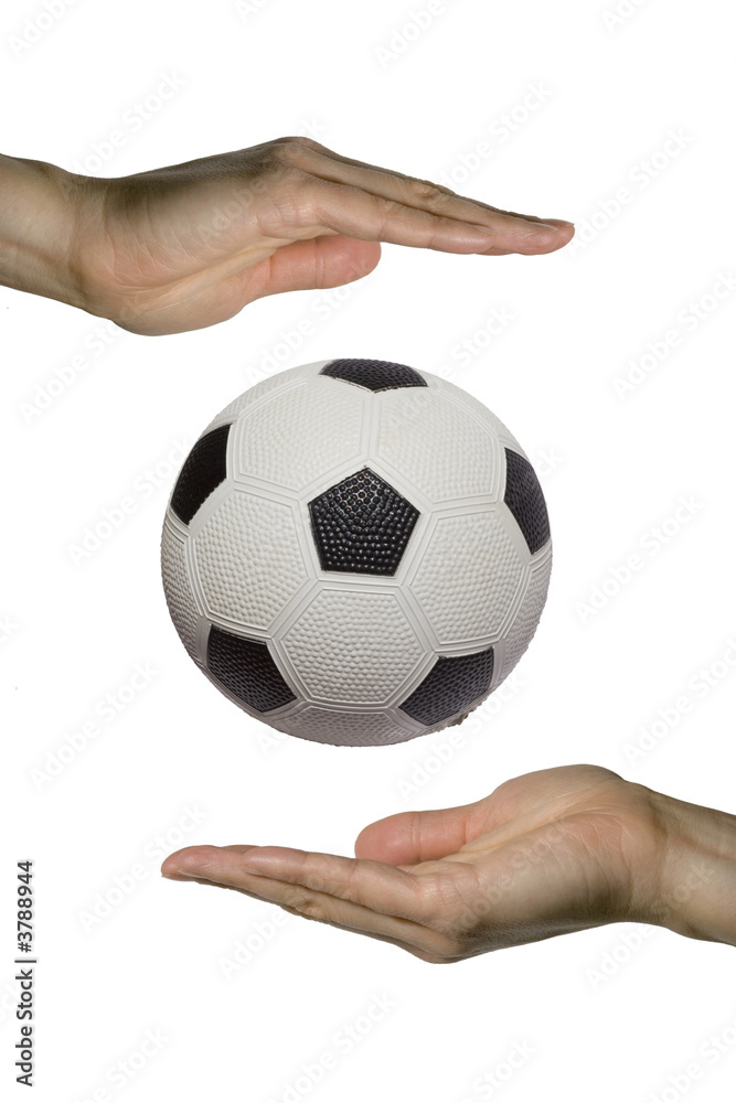 two hands holding a soccer ball (vertical) two hands holding a soccer ball (vertical)