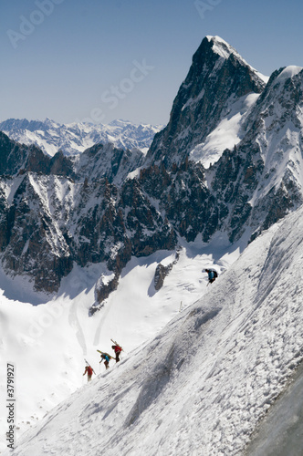 Skier on Mont Blanc mountain range 