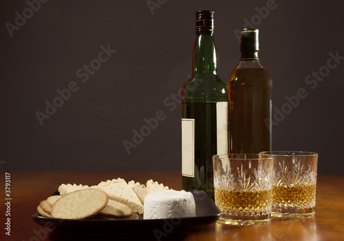 Billede på lærred Scottish new year offering of whisky, oatcakes and shortbread