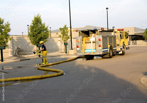 fire department pumper truck and fireman 