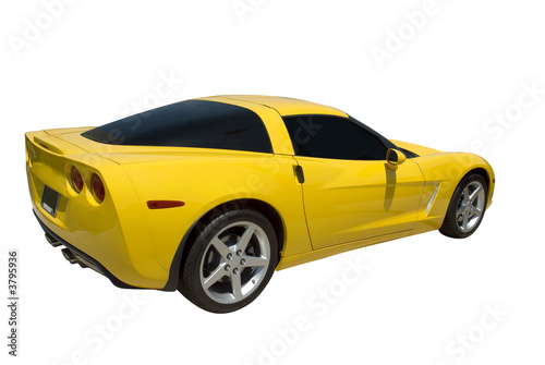 Yellow sports car isolated on a white. photo