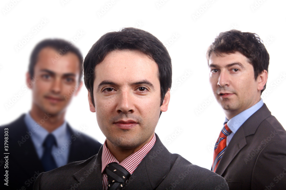 Three young business men portrait on white Three young business men portrait on white