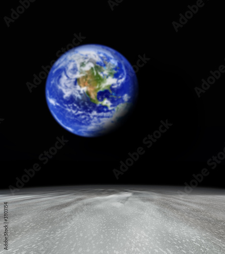earth viewed from abstract planet  focus is set in foreground #3803154