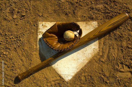 Photography Vintage baseball on base