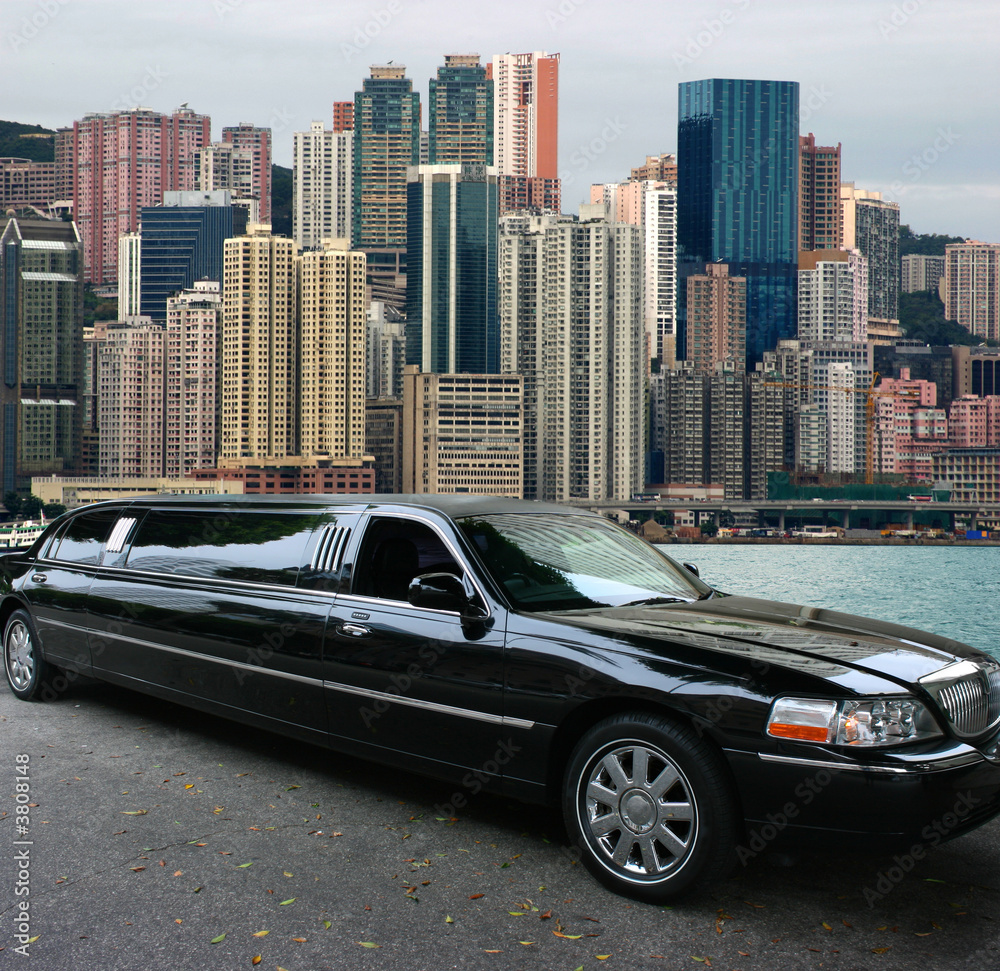 Fototapeta premium Black limousine in Hong Kong