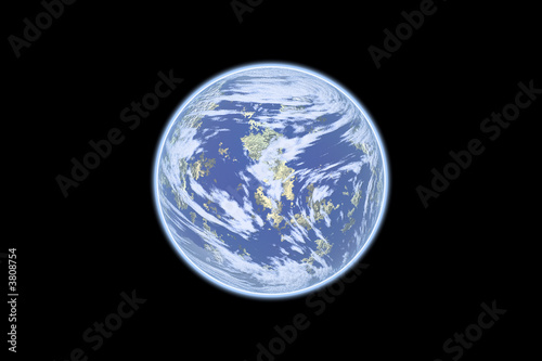 earth in a black background