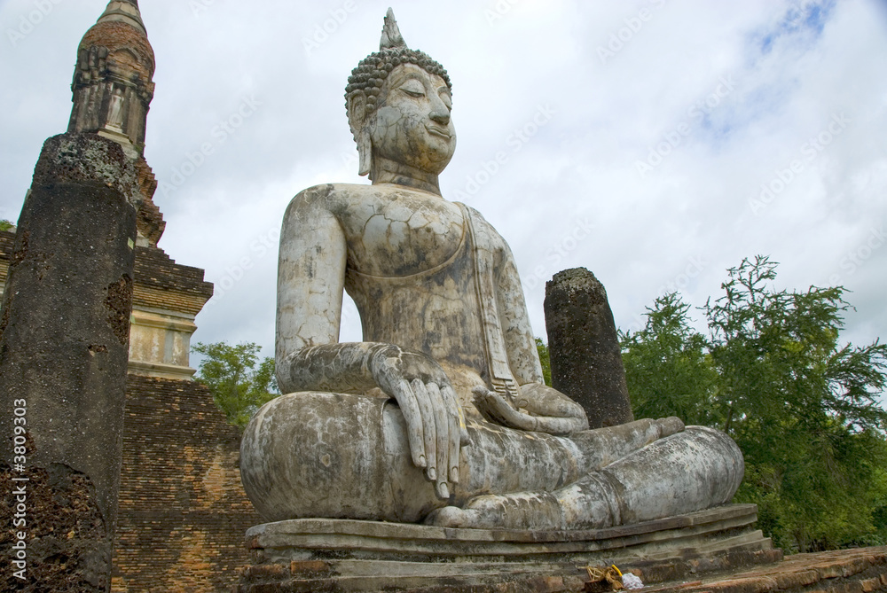 Seated Buddha statue in Old City,Sukhothai,Thailand