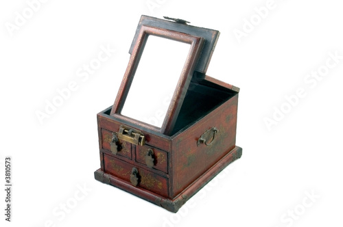 Ancient Chinese Makeup Cosmetics Box on white background