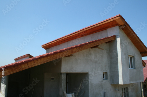 New unfinished house on a residential site