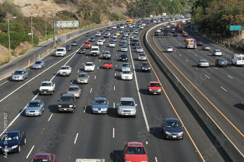 Canvas Print Traffic on the Hollywood 101 freeway. Los Angeles, Calif, USA