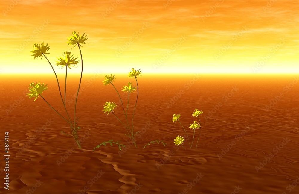Obraz premium 3D landscape with flowers