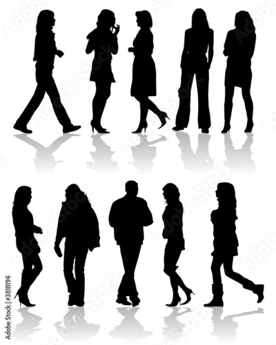 Vector silhouettes man and women, vector illustration