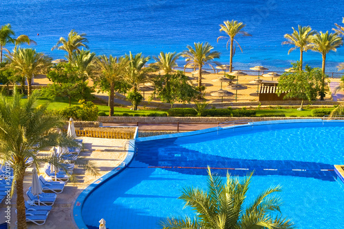 Resort Swimming pool on the seashore