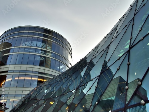 Glass building roof and tower