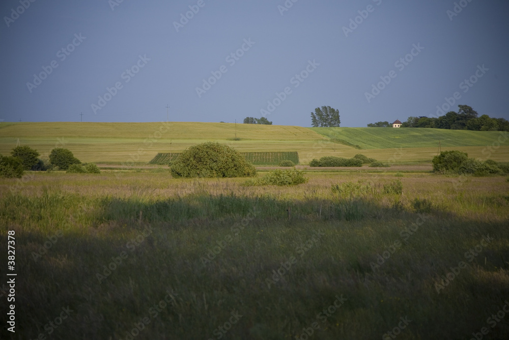 landscape whit blue sky  and green hill in Poland
