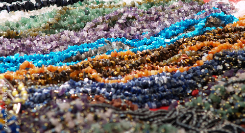A lot of beads with focus on the center