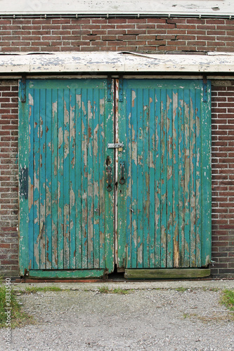 Worn wooden door.