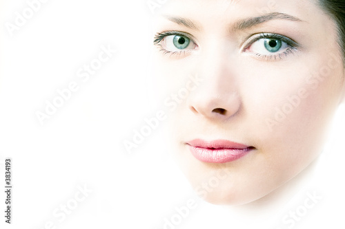 beautiful woman face on white background