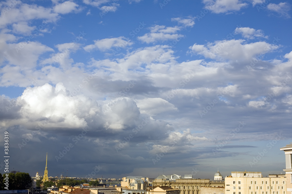 Clouds above St.-Petersburg in a sunny day