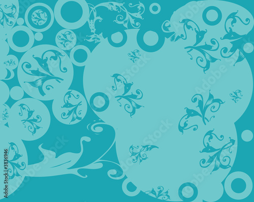 abstract design with flowers and circles