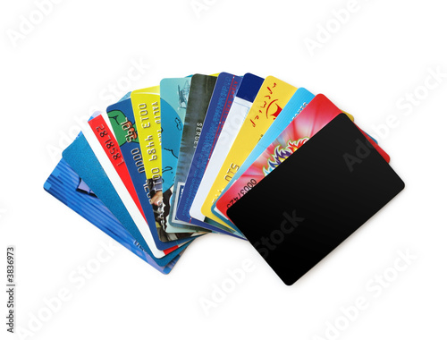 Credit cards on white background photo