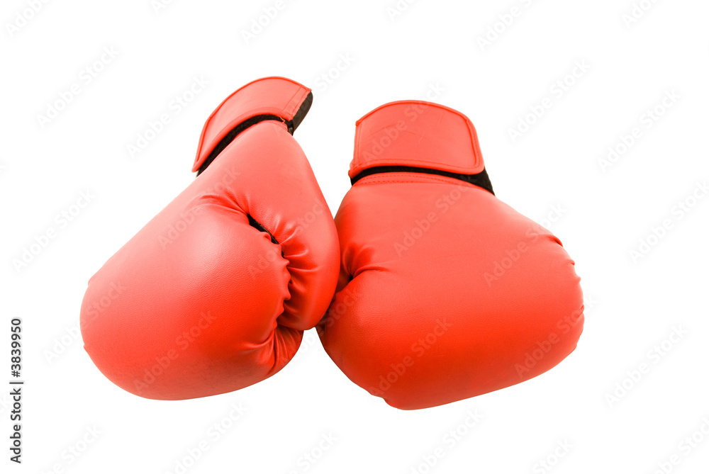 A pair of  red Boxing Gloves, isolated on white.
