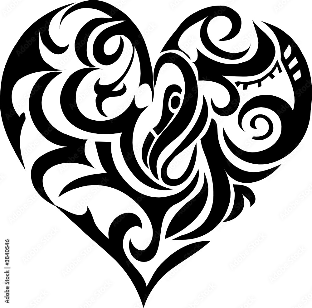 Tribal art: heart-shape Tribal art: heart-shape