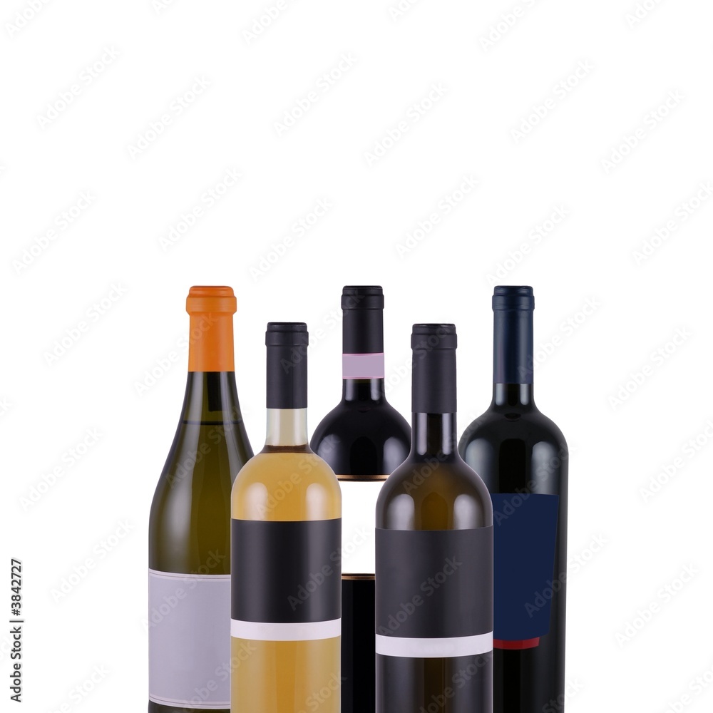 Assorted bottles of wine on white background Assorted bottles of wine on white background